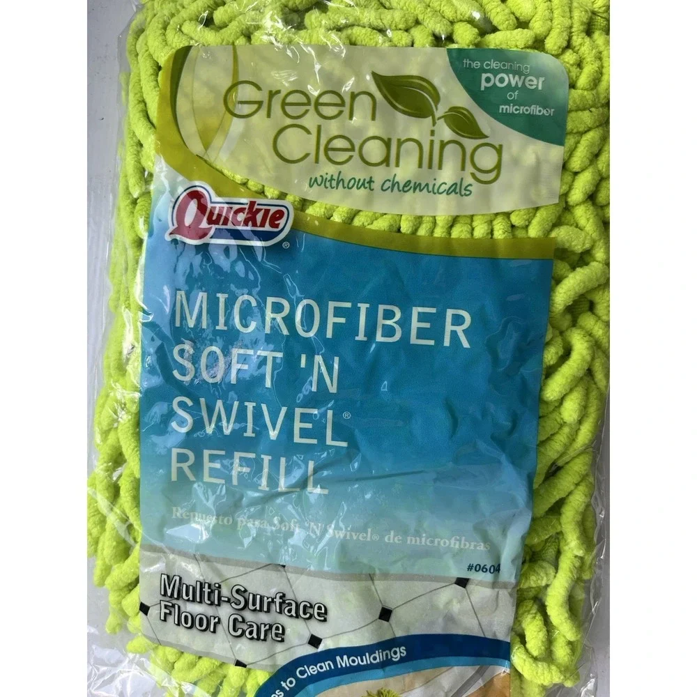 Quickie Swivel Soft Hardwood Dust Mop Refills #0604 Green Microfiber Green NEW